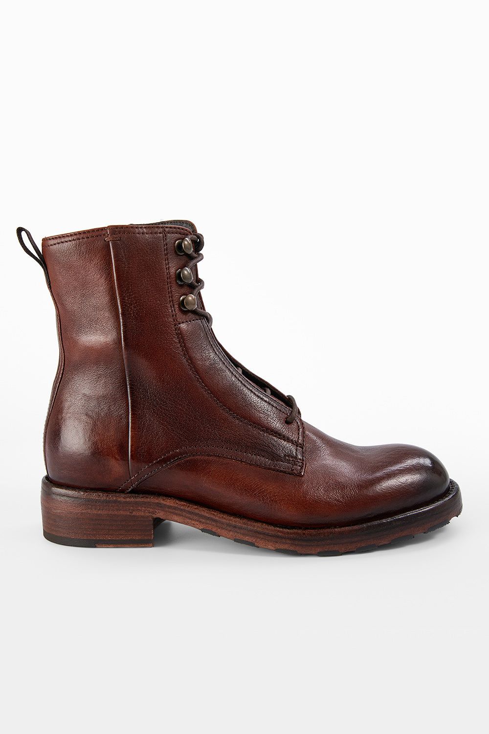 ASTON terra-brown hidden lace up boots.