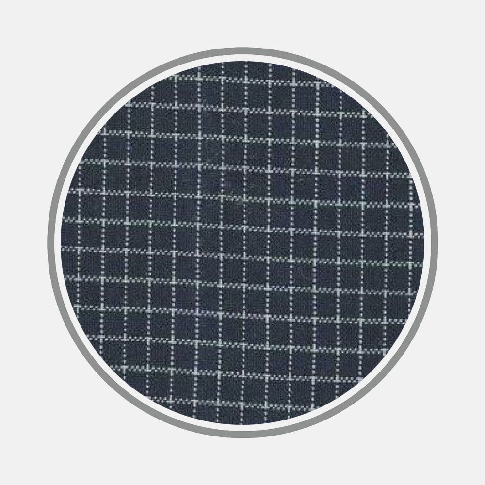 White Mini Check Navy Fabric