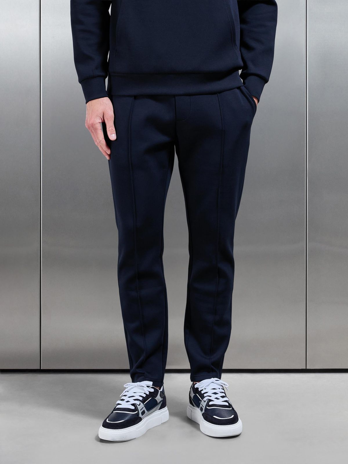 Interlock Jersey Tapered Jogger in Navy