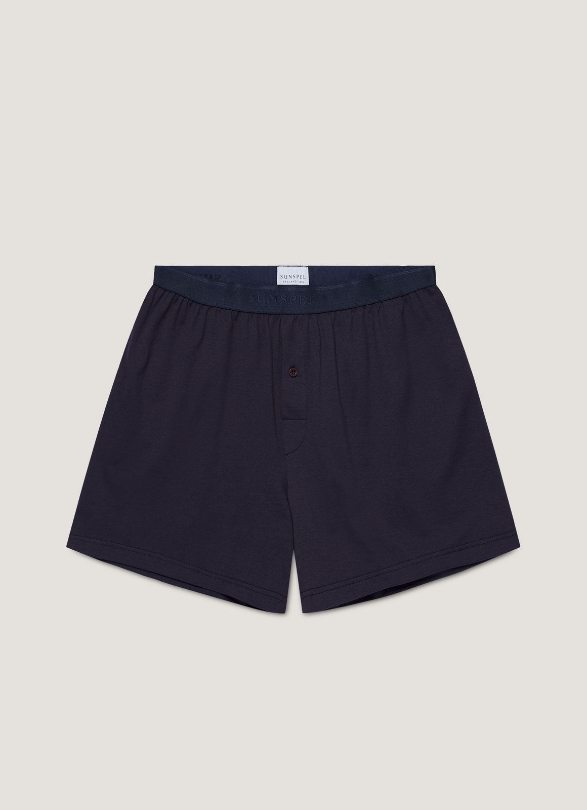 Men's Superfine Cotton One-Button Boxer Short in Navy