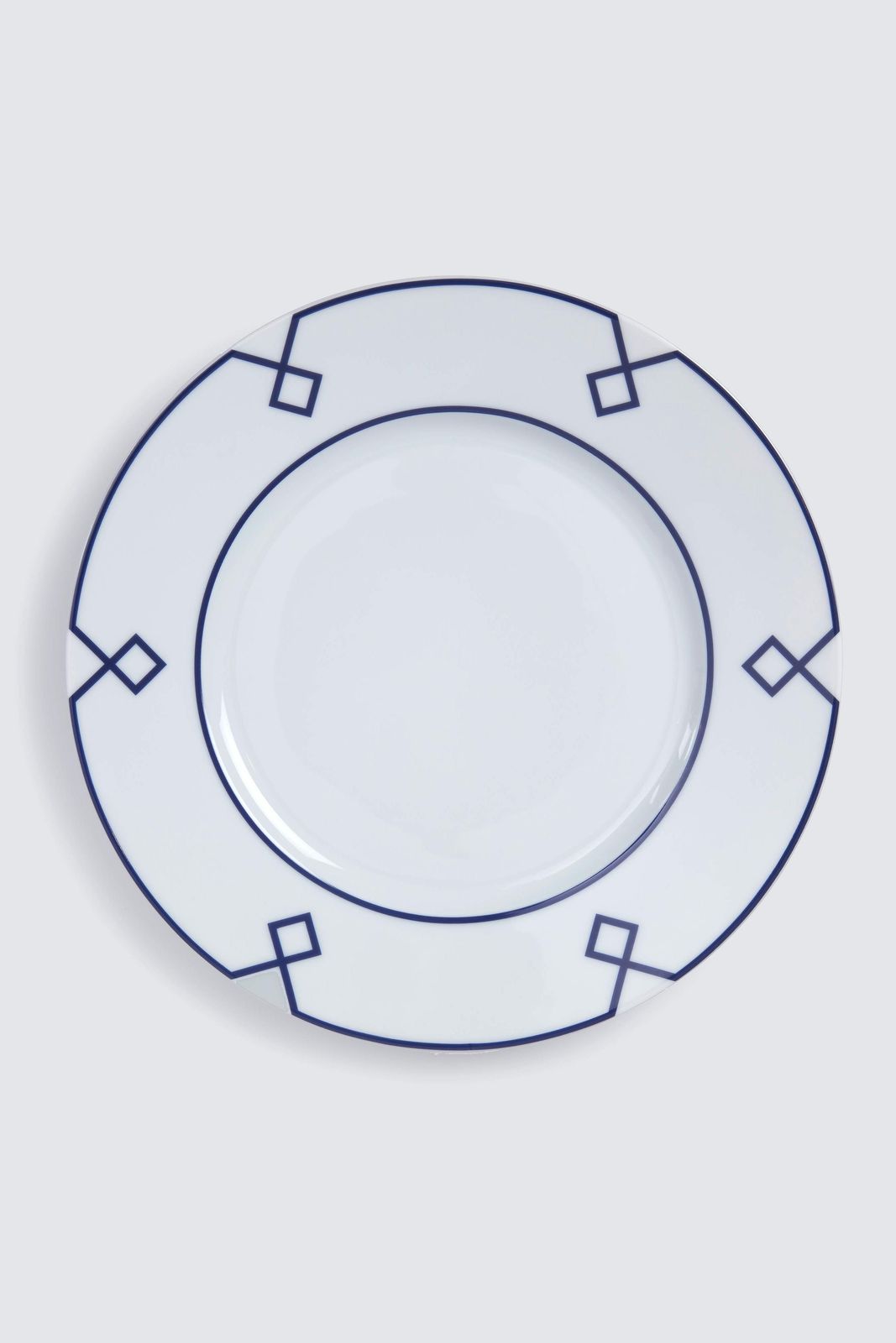 Naples Dinner Plate with Navy Geometric Border