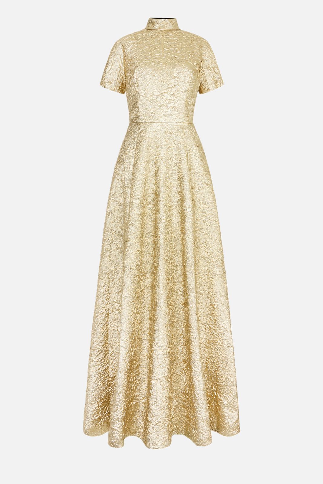 Malinda Dress in Gold Metallic Cloque