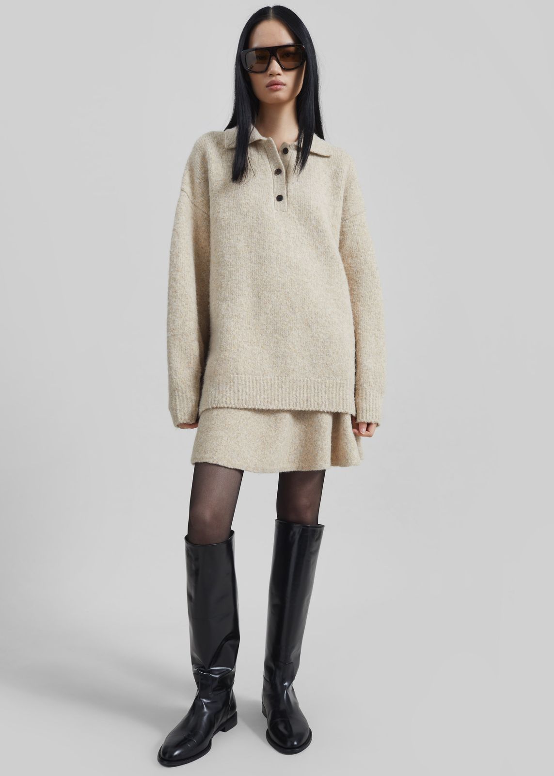 Dienne Knit Mini Skirt - Beige