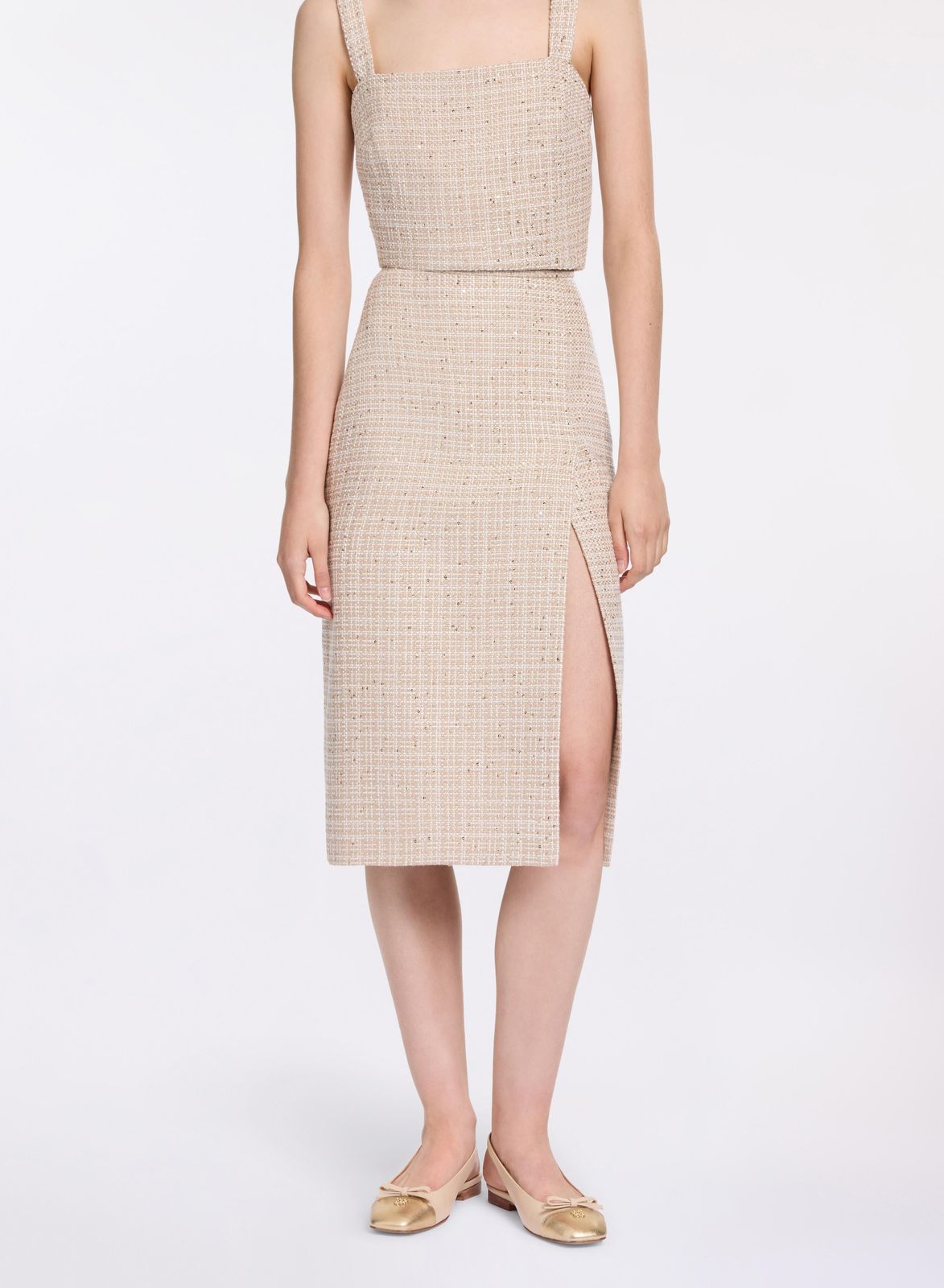 Sequined Tweed Skirt