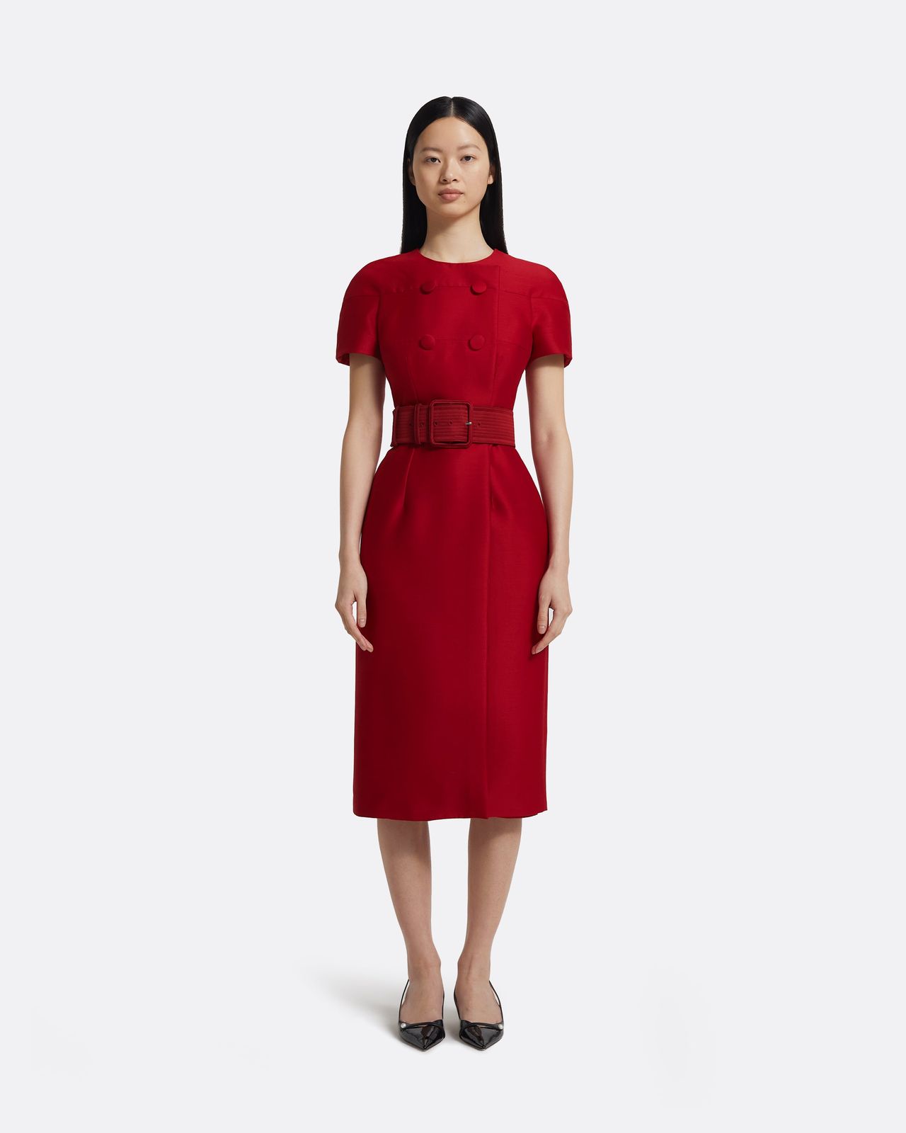 Kamari Midi Dress in Swinton on Radiant Red