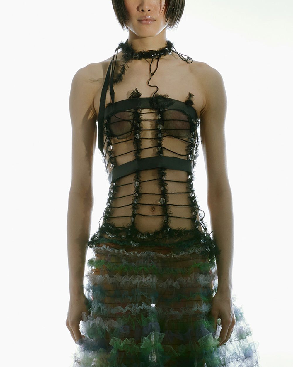 TULLE CROCHET EVENING TOP