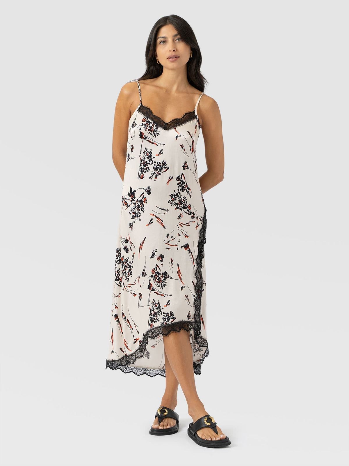 Harper Lace Cami Dress - White Mist Floral