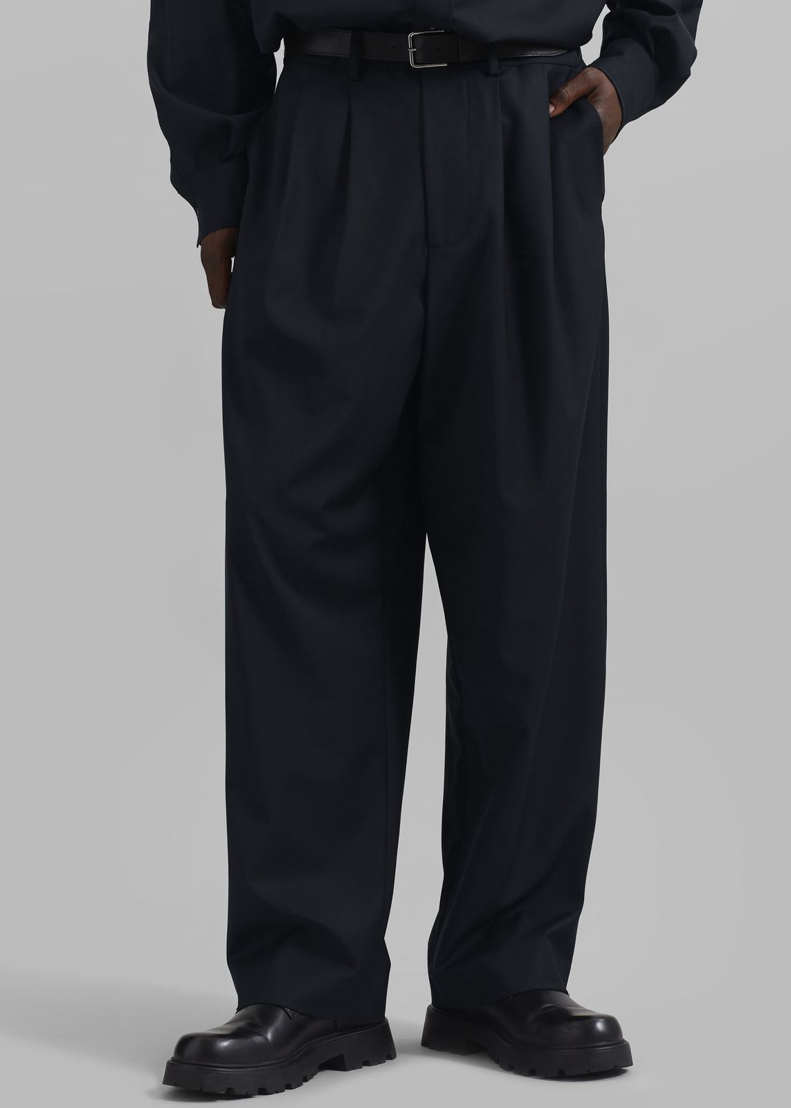Dalton Wool Blend Trousers - Dark Navy