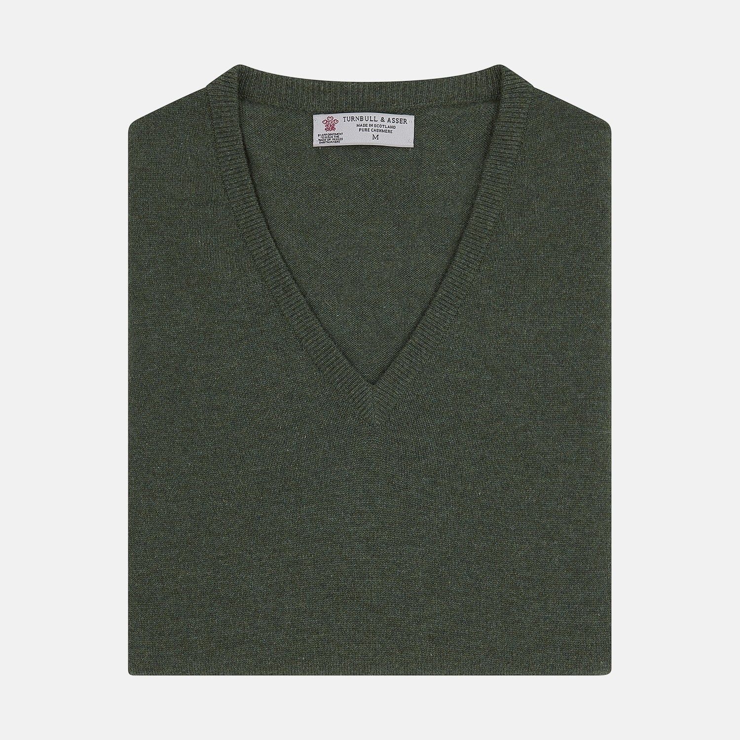 Green V-Neck Cashmere Slipover
