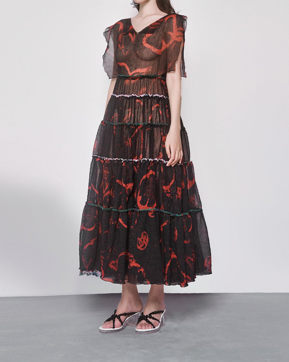 Black Red Print Dress