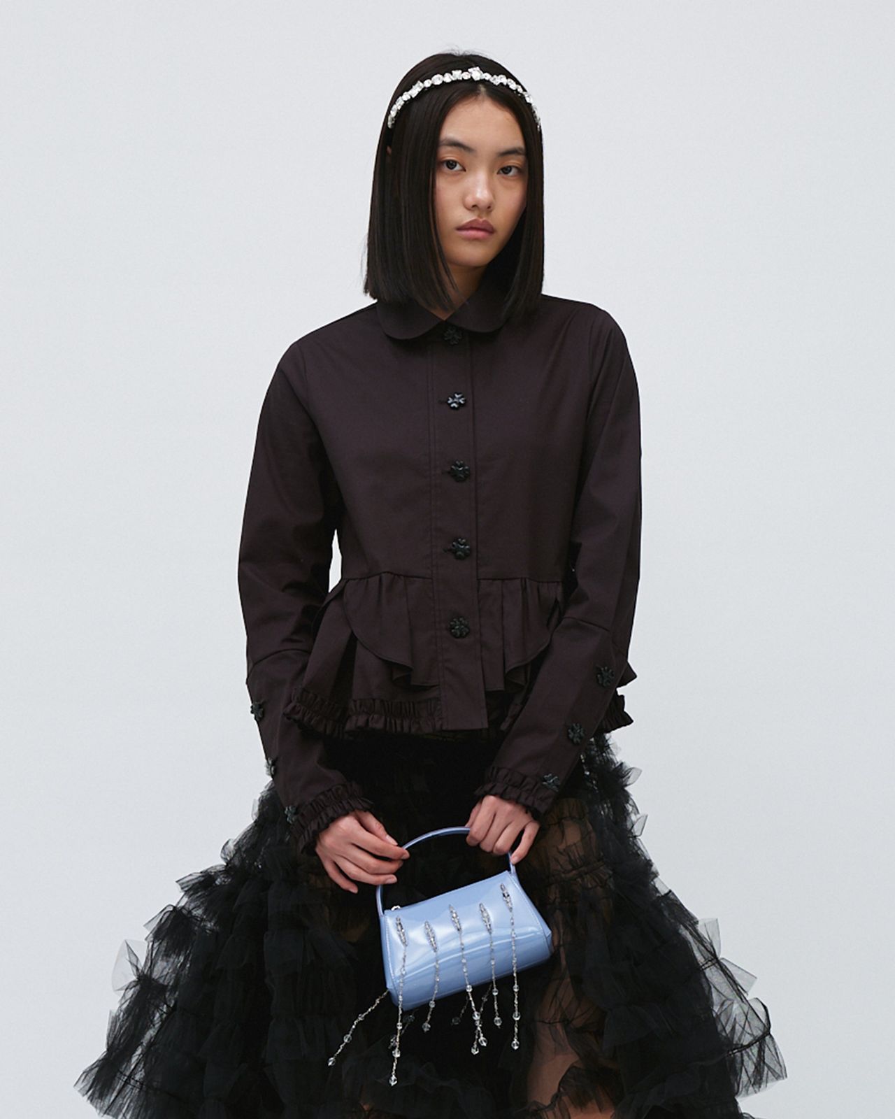 PEPLUM RUFFLE SHIRT