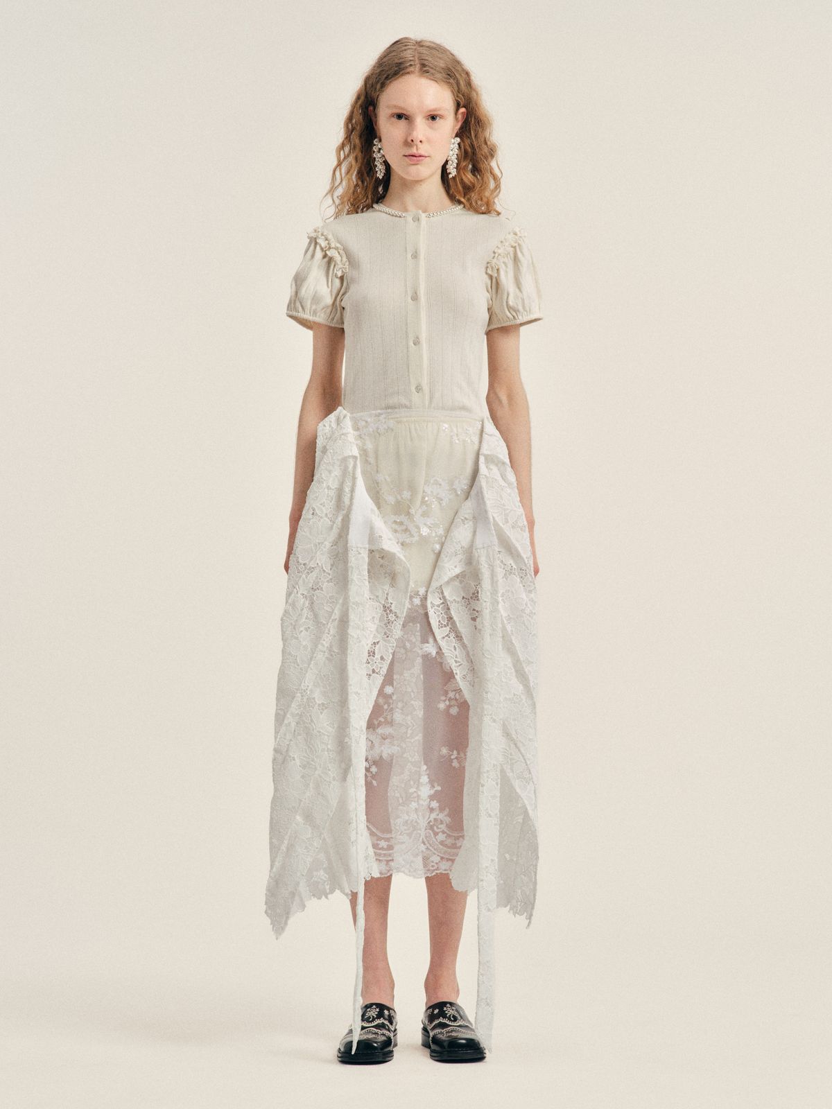 Pleated Sheer Panel Wrap Skirt