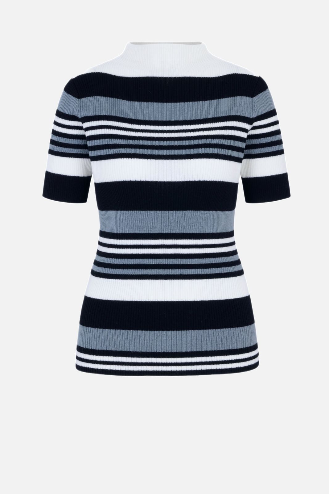 Toma Knit Top in Grey, Black & White Merino Wool