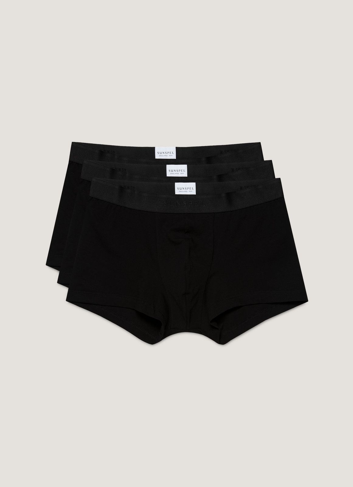 Men's Stretch Cotton Trunks 3-Pack in Black