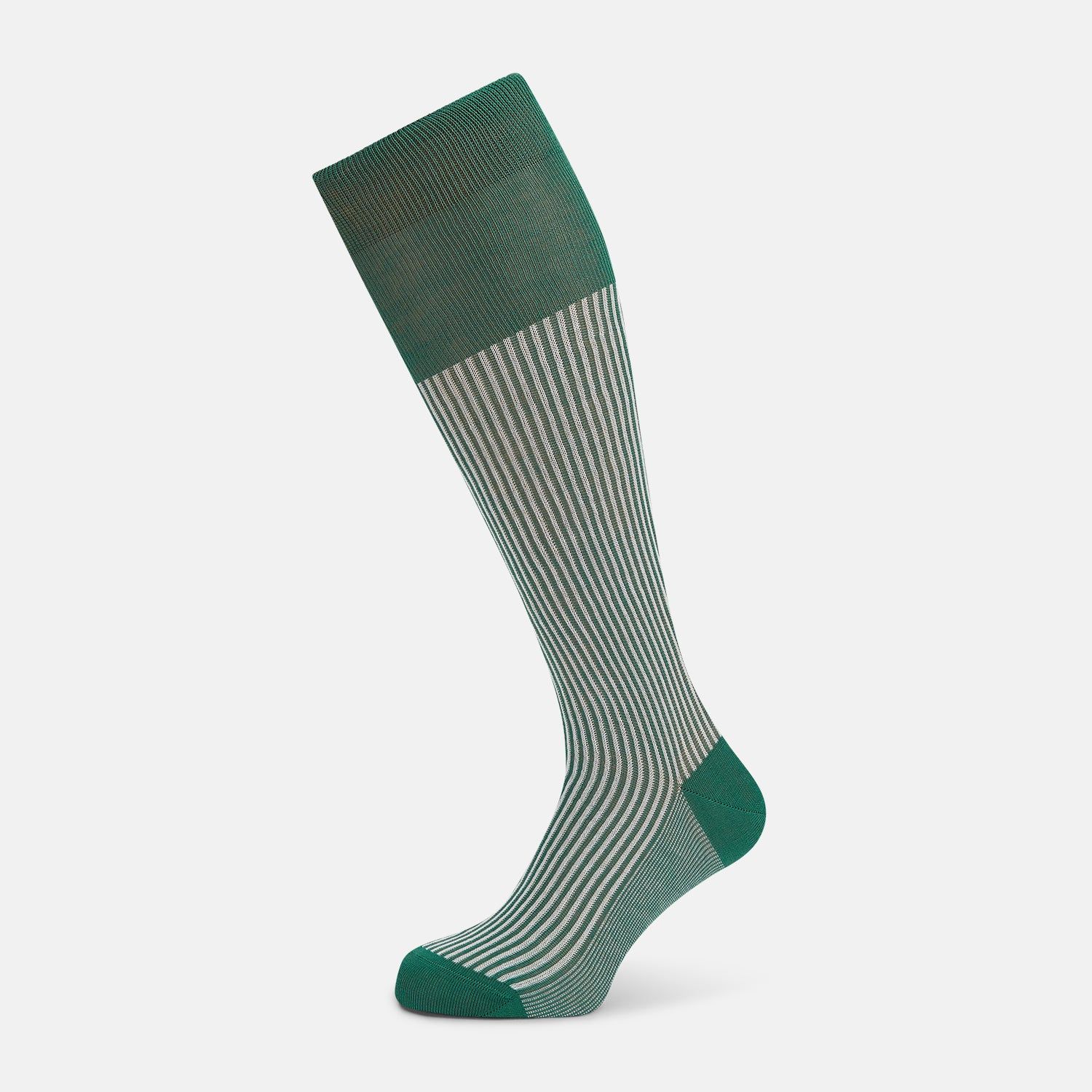 Melon Green/White Thin Striped Long Socks