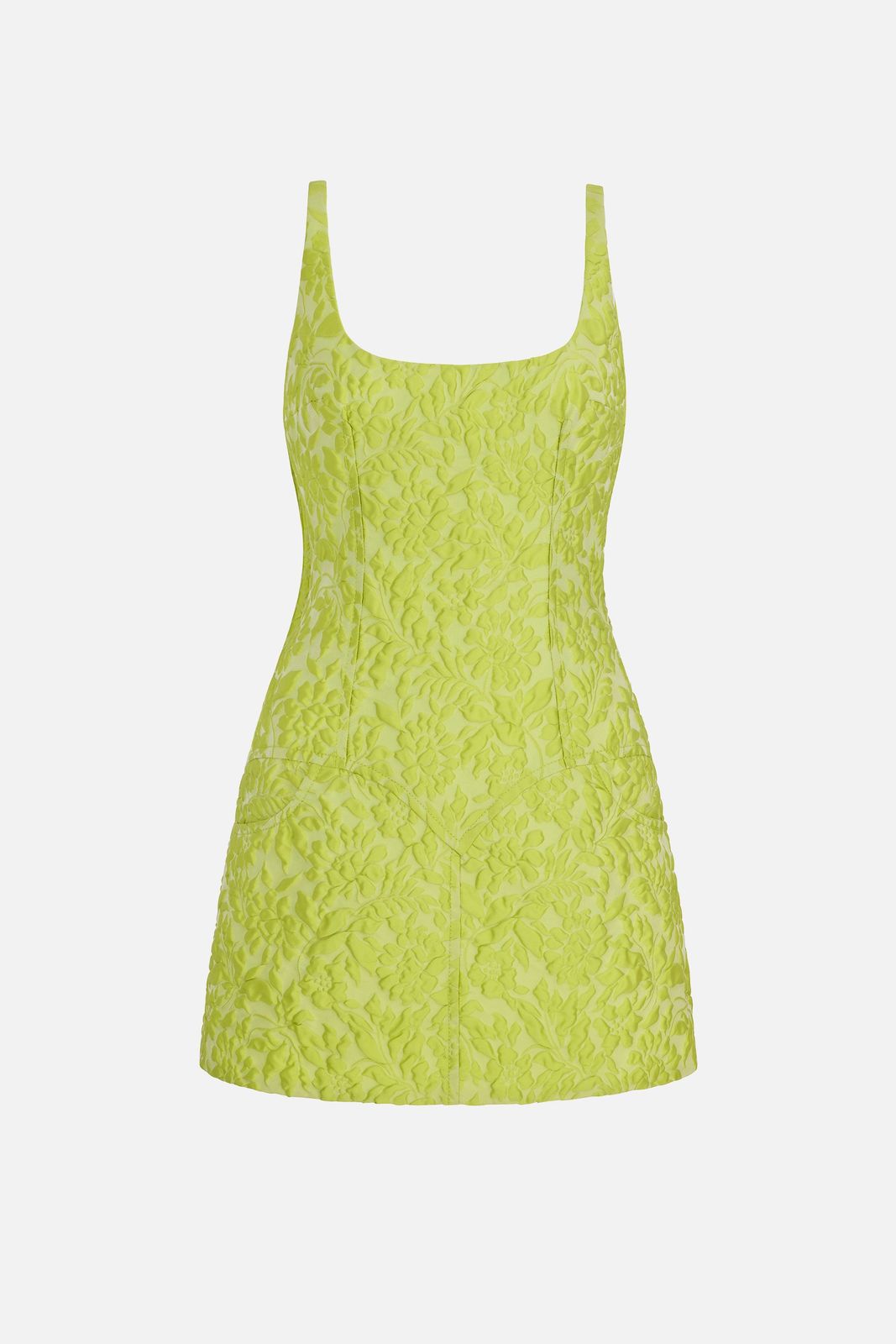 Eliezer Dress In Lime Green Embossed Cloque