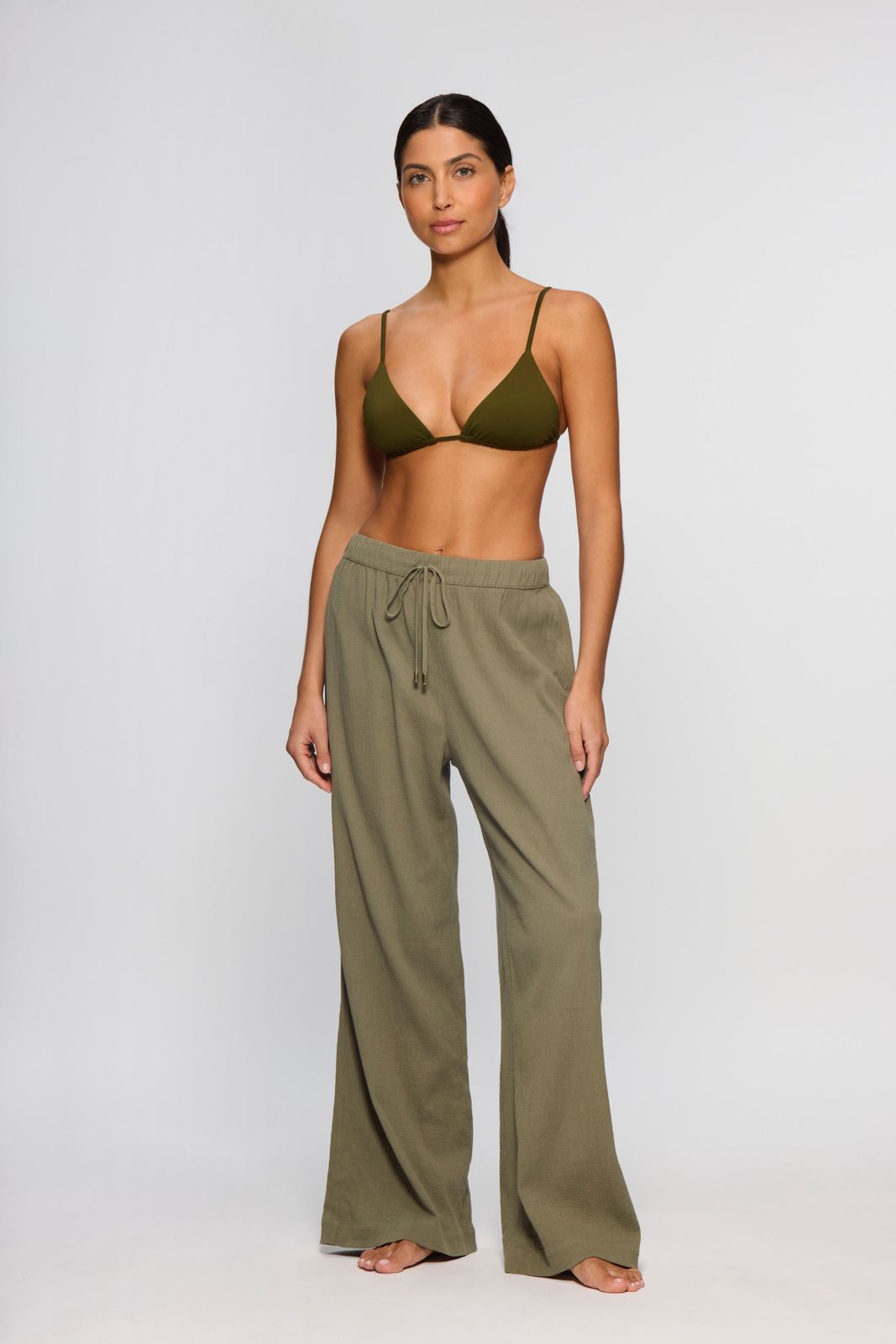 Olive Green Drawstring Trousers