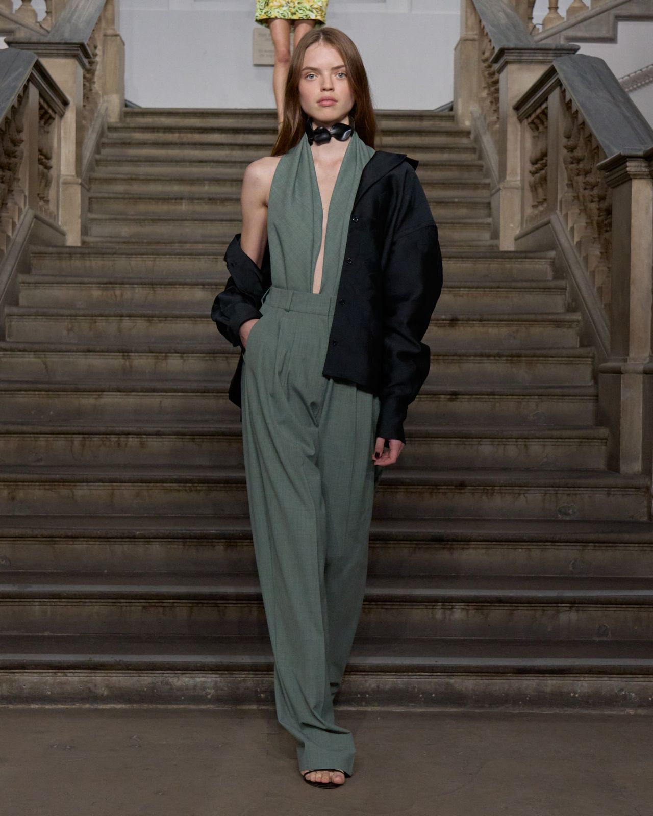 Ronnie Jumpsuit in Khaki Wool Hopsack