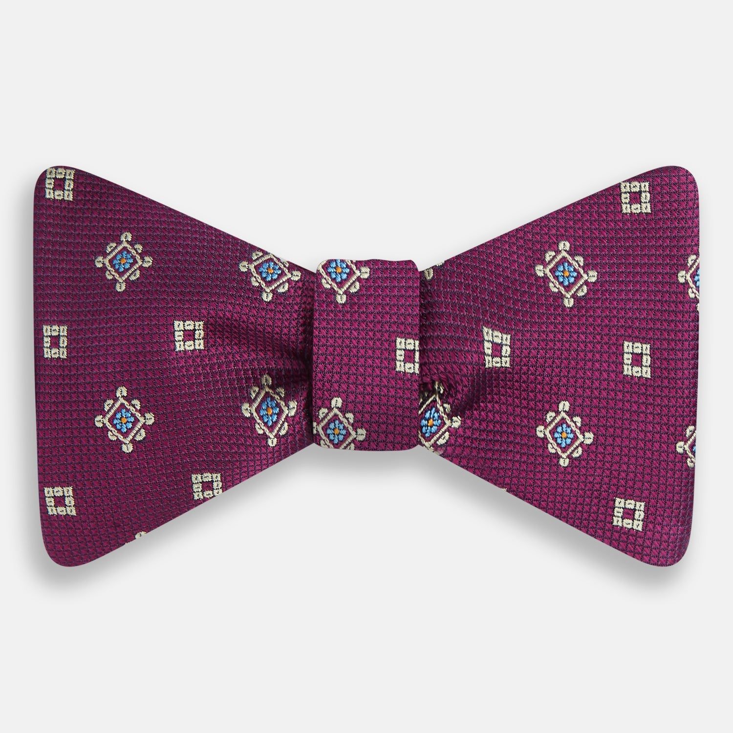 Magenta Motif Silk Bow Tie