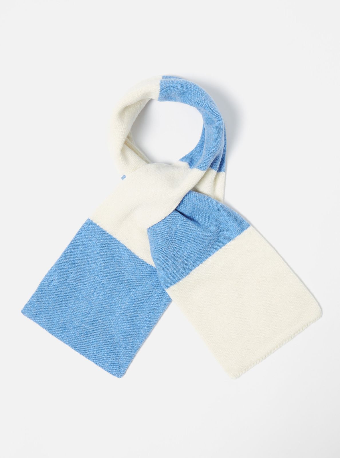 Ecru/Sky Soft Wool Deluxe Football Scarf
