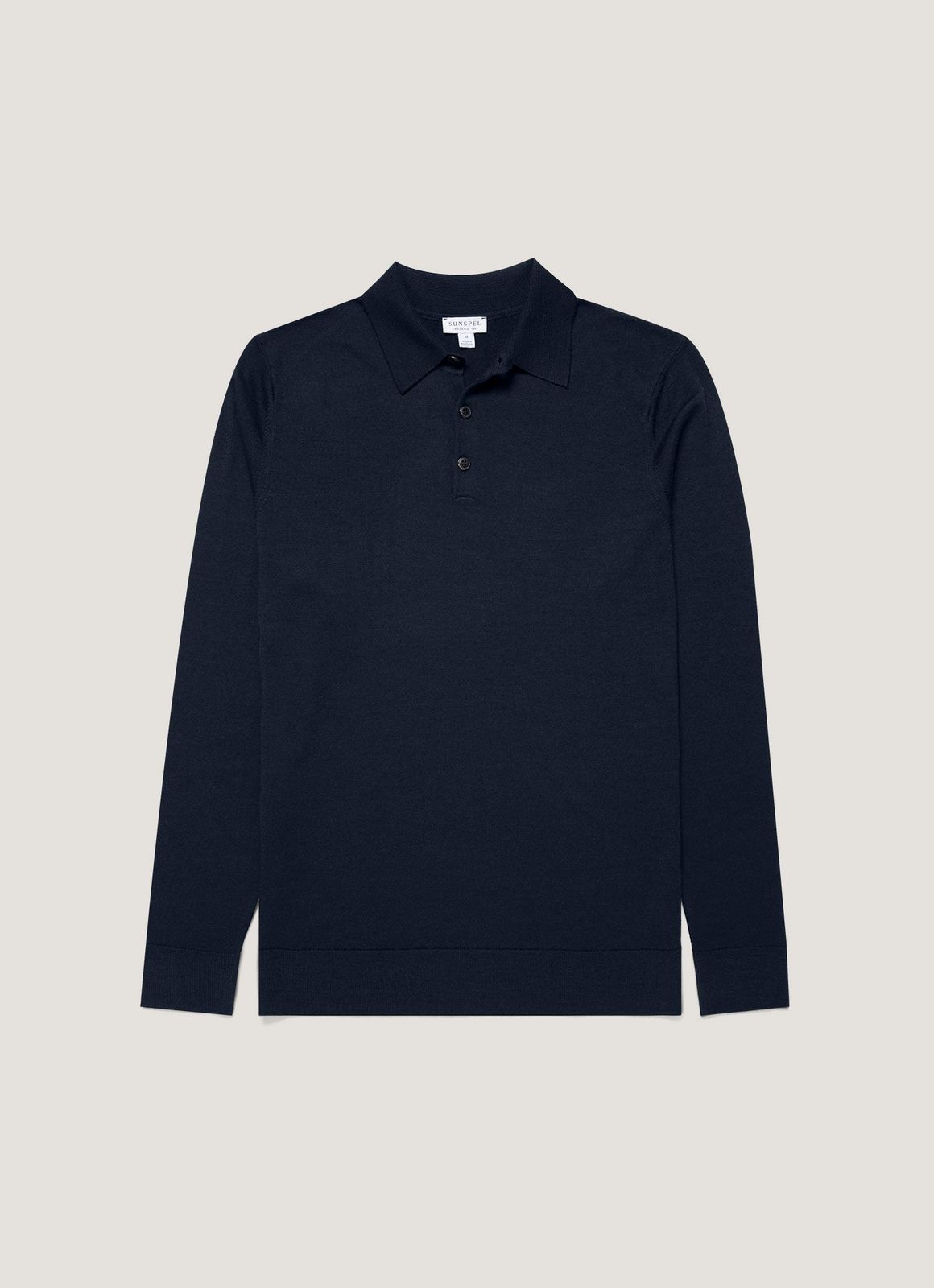 Men's Extra-Fine Merino Knitted Polo Shirt in Navy