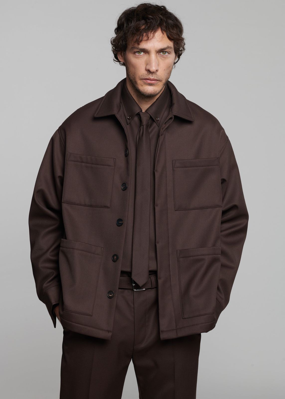 Mason Boxy Wool Jacket - Brown