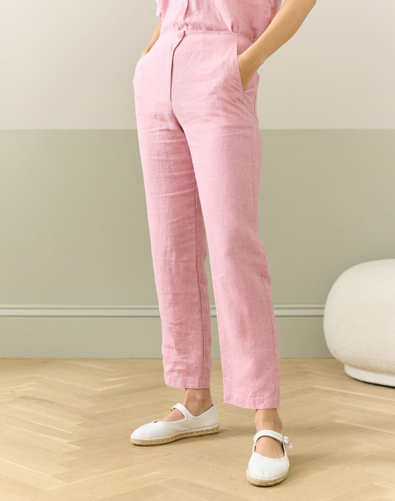 Cross Dye Linen Tapered Trousers