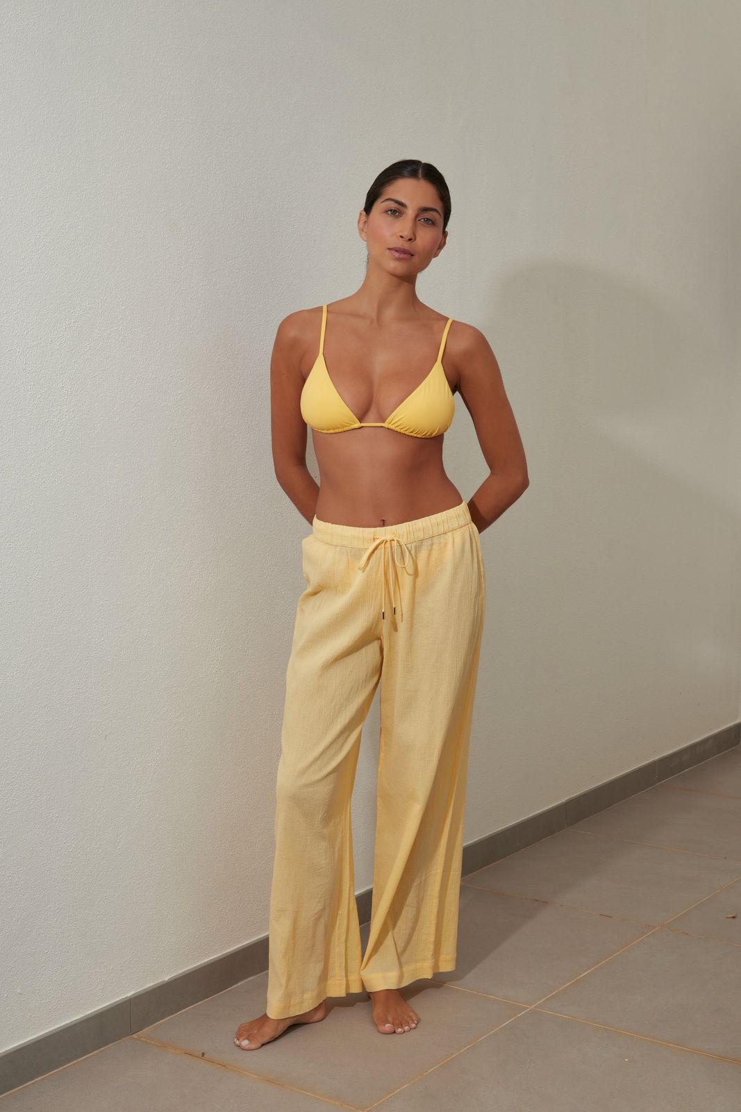Summer Yellow Drawstring Trousers