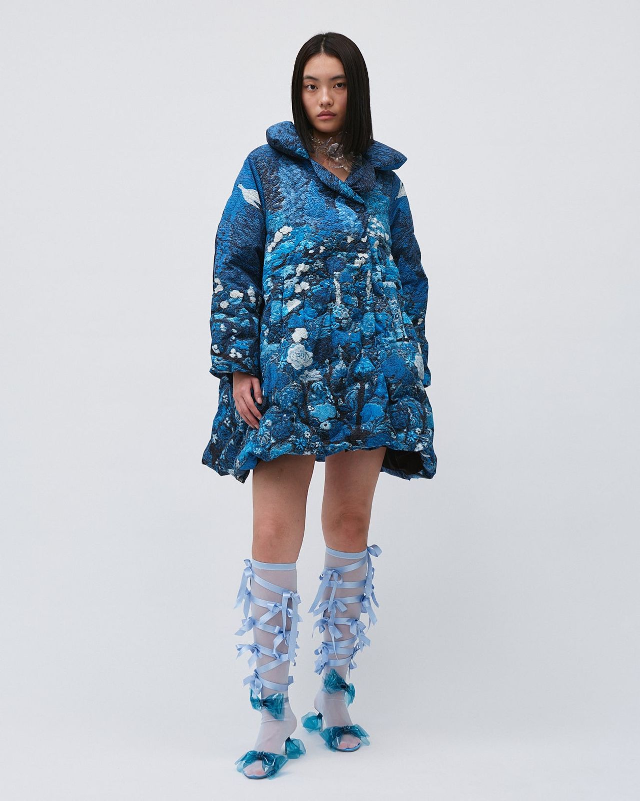 PRINTED MIDI PUFFER COAT