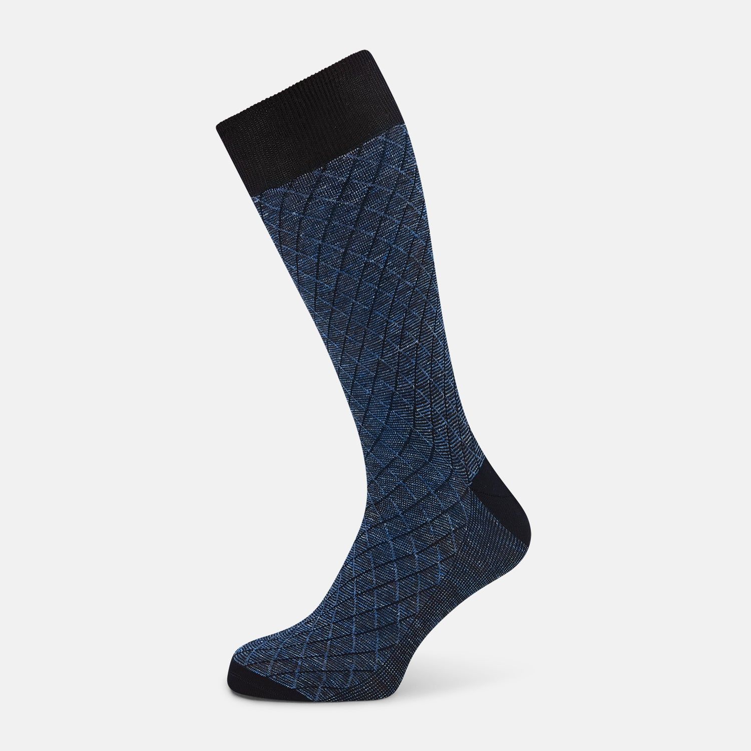 Denim Harlequin Cotton-Linen Mid-Length Socks