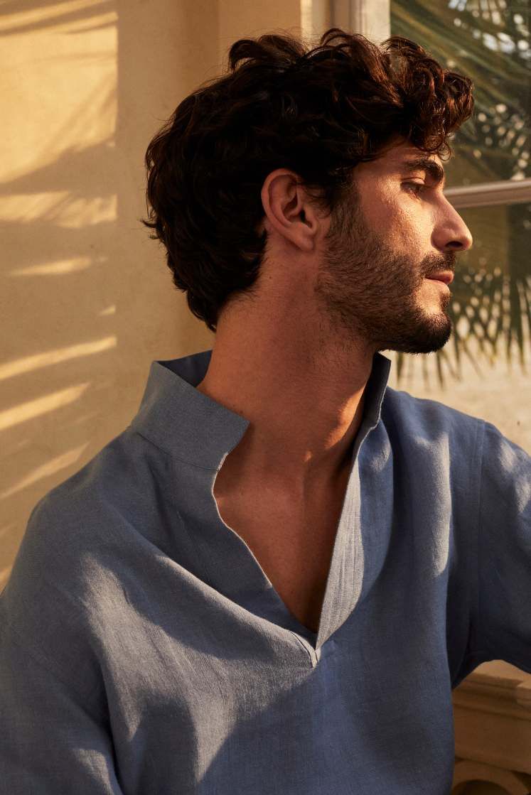 Chemise SCULPTEUR lin bleu