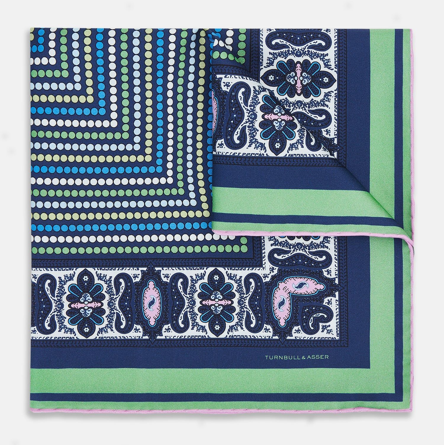 Oxford Blue Dots and Paisley Silk Pocket Square