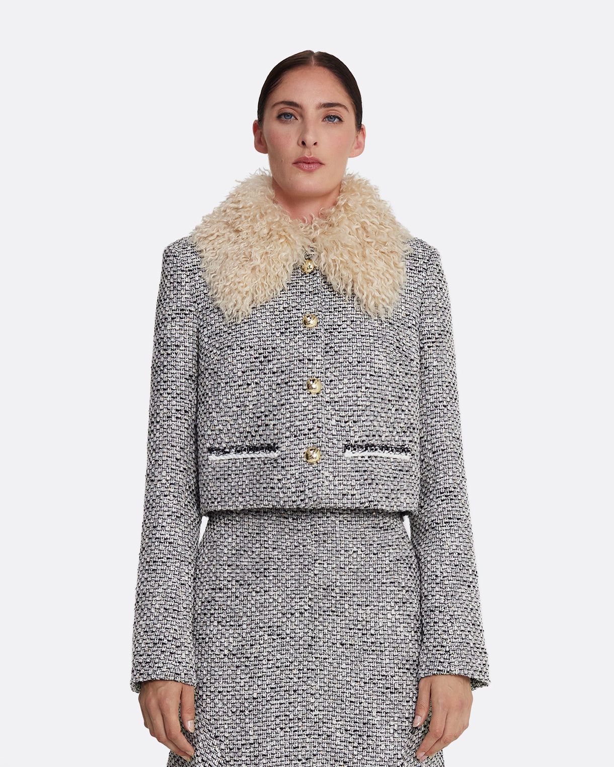 Annalisa Jacket in Stone on Greyscale