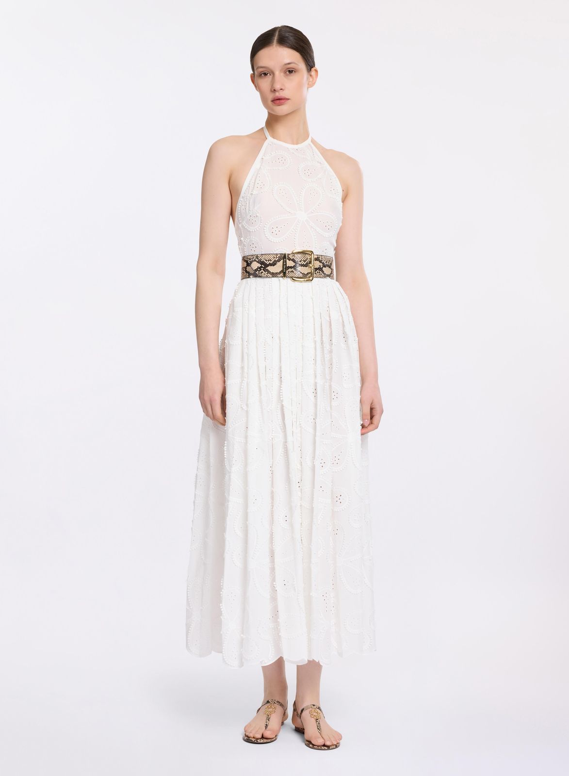 Embroidered Cotton Midi Dress