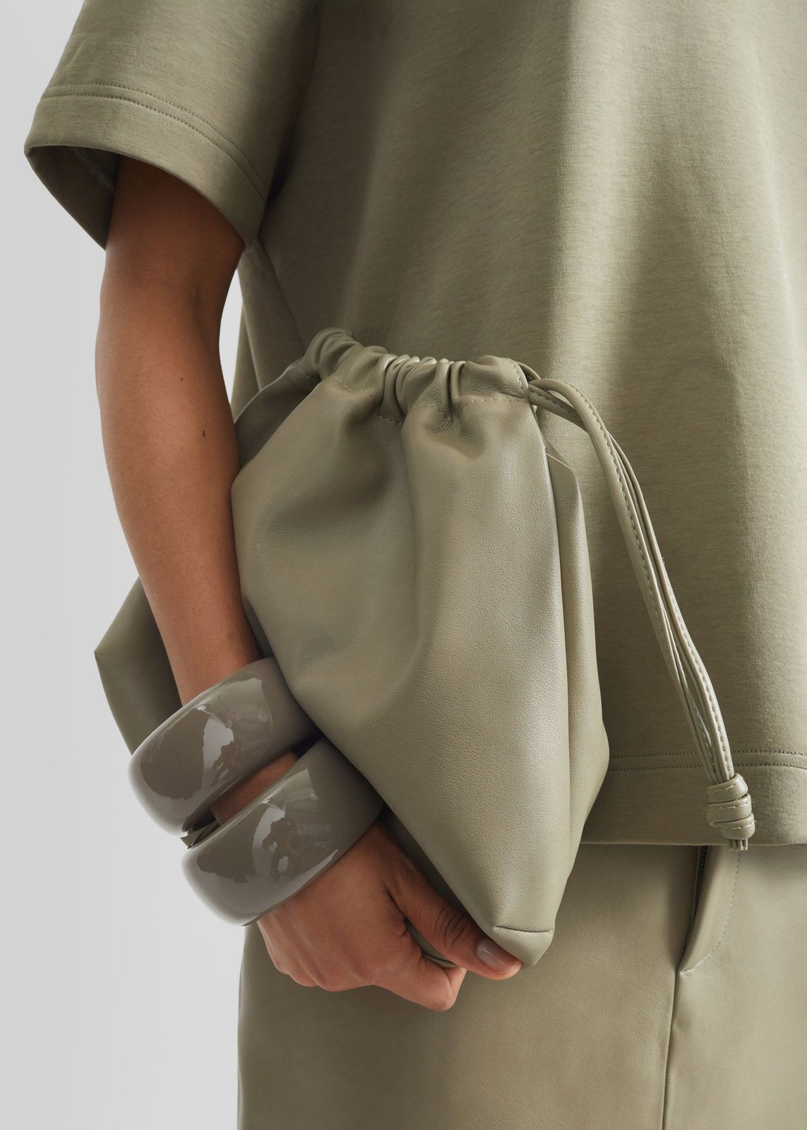 Morgan Faux Leather Small Pouch - Sage