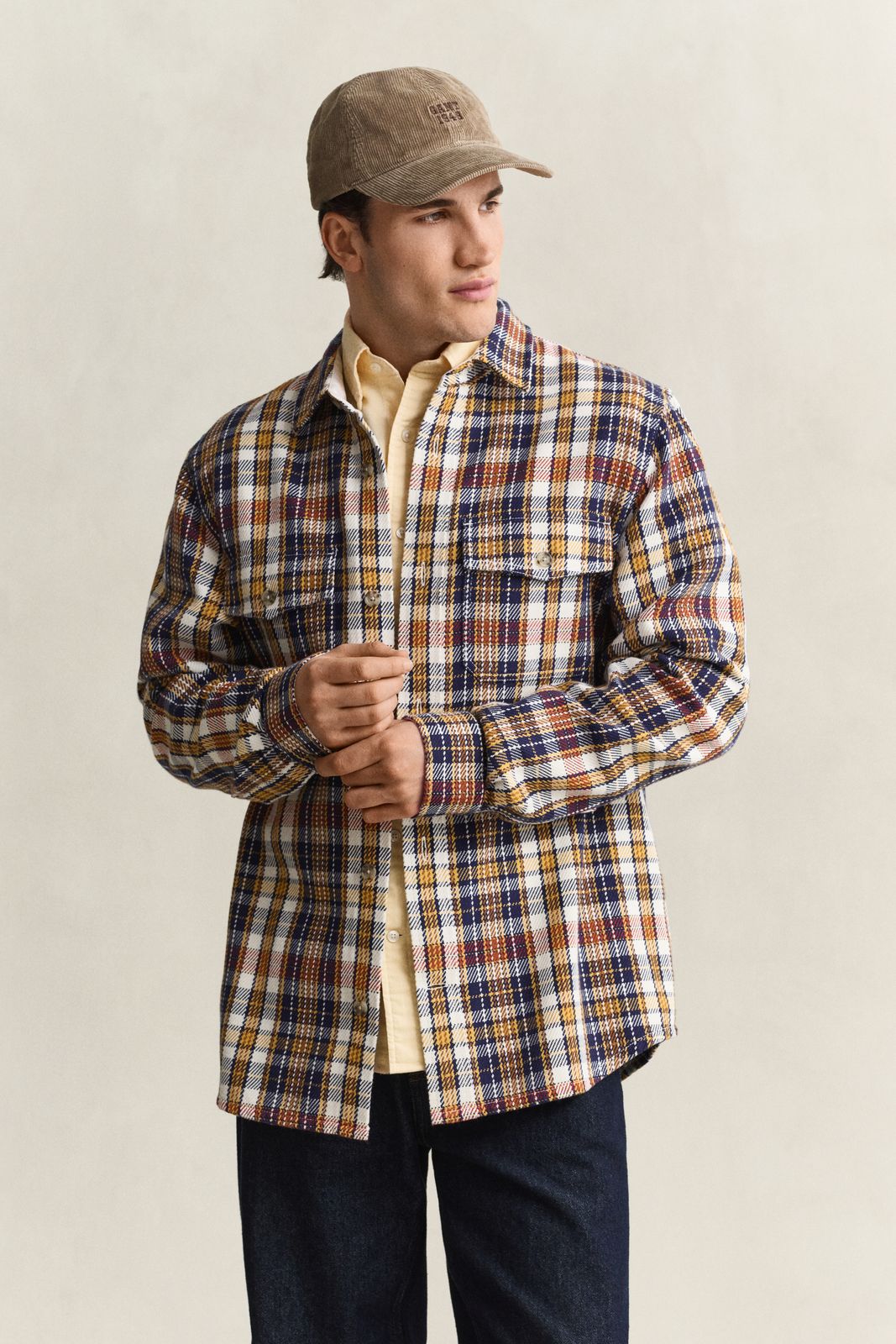 Checked Twill Overshirt - PERSIAN BLUE