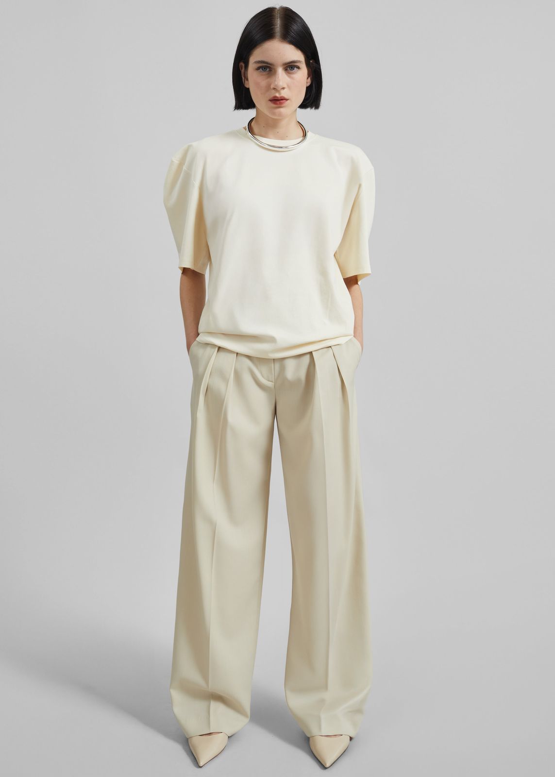 Laval Sculpted Sleeve T-Shirt - Cream