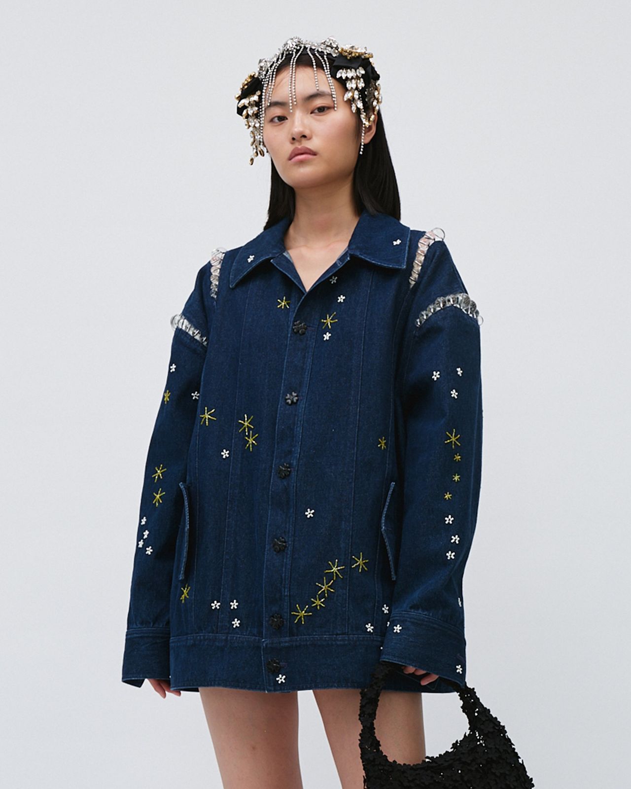 BEADED EMBROIDERED DENIM JACKET