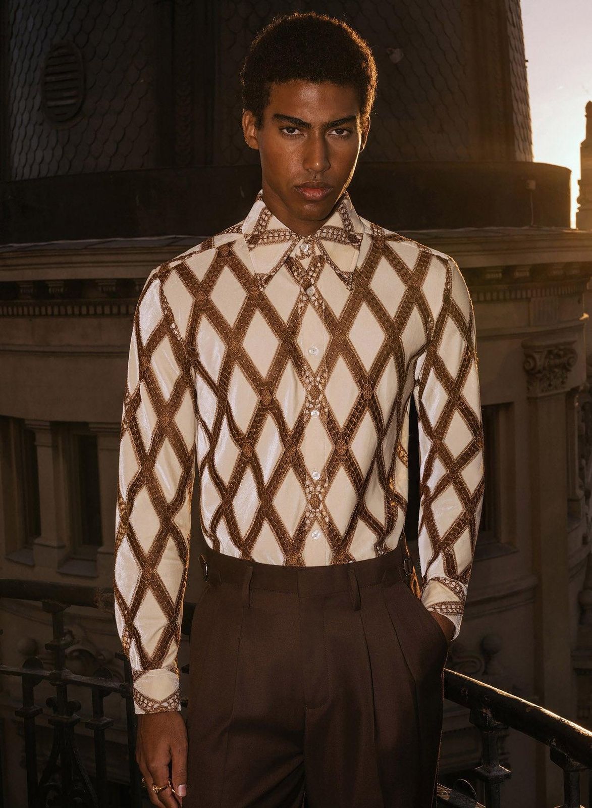Velvet Lace Geometric Diamond Shirt