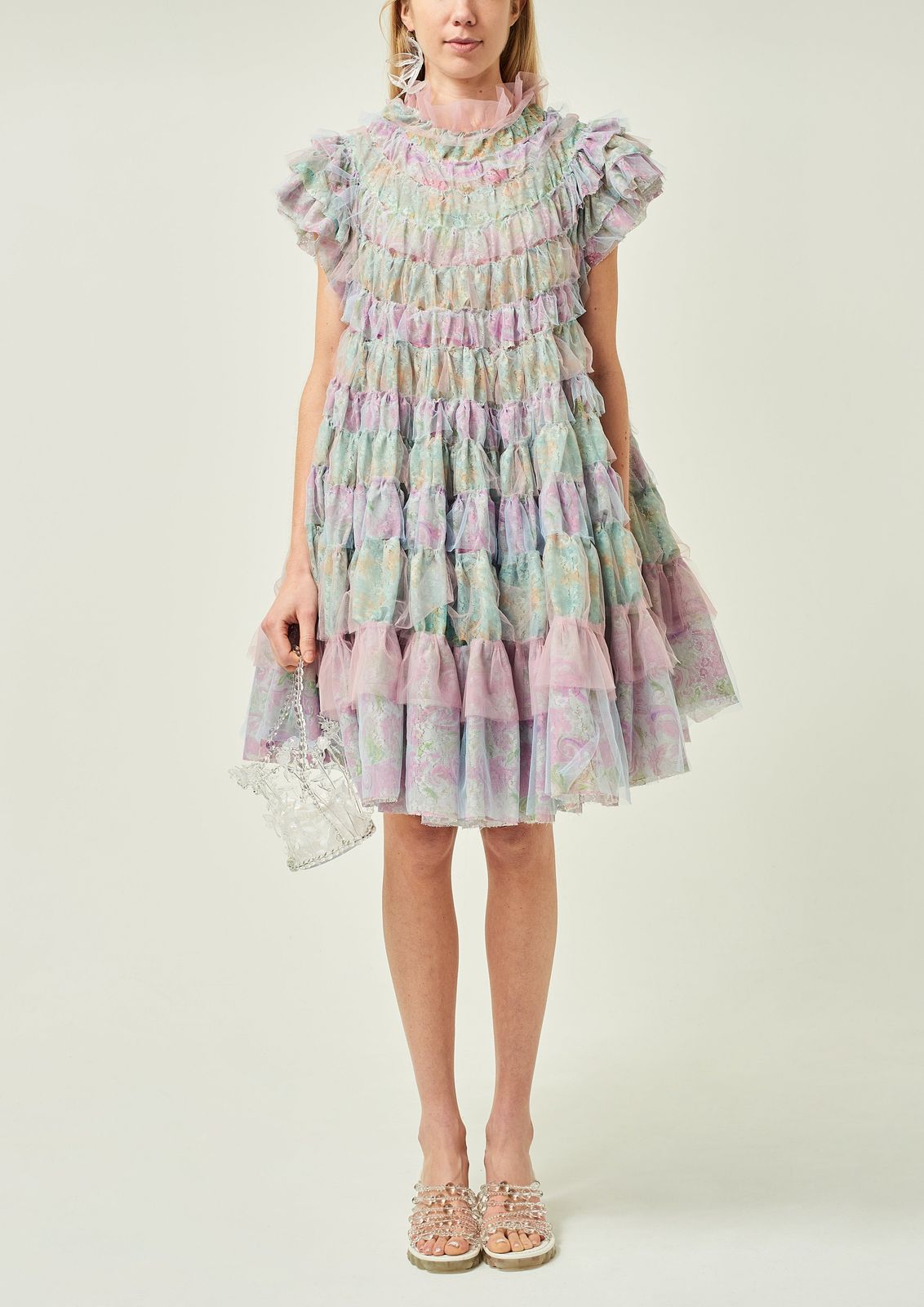 TIERED PRINTED LACE DRESS