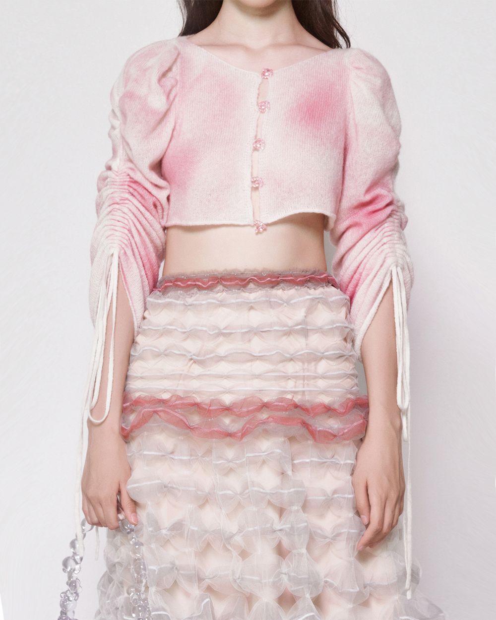 Pink Crop Bubble Knit Top