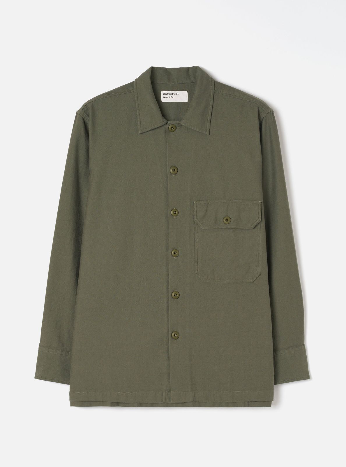 Olive Slub Sateen Fatigue Shirt