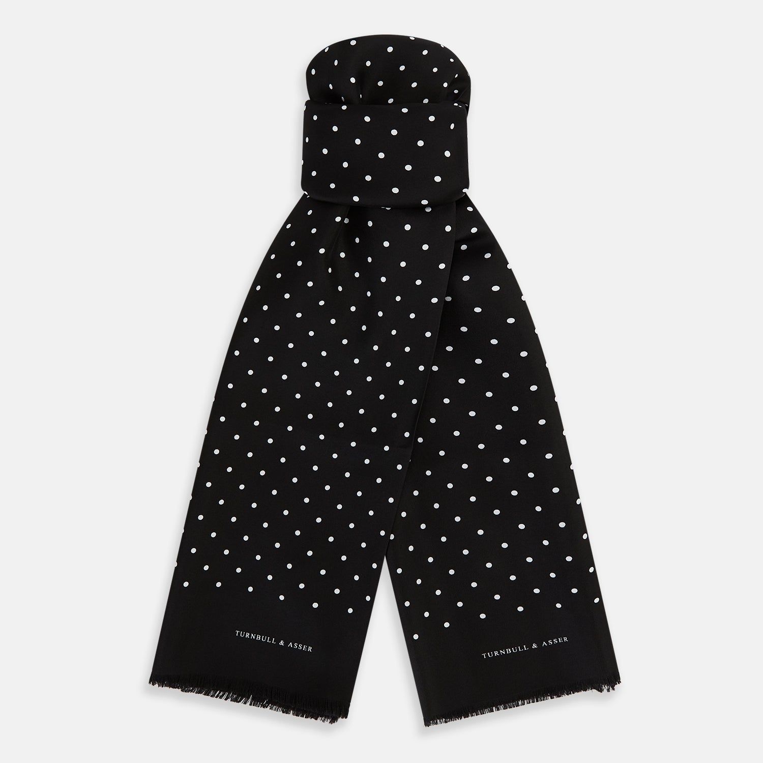 Black and White Spotted Silk Scarf