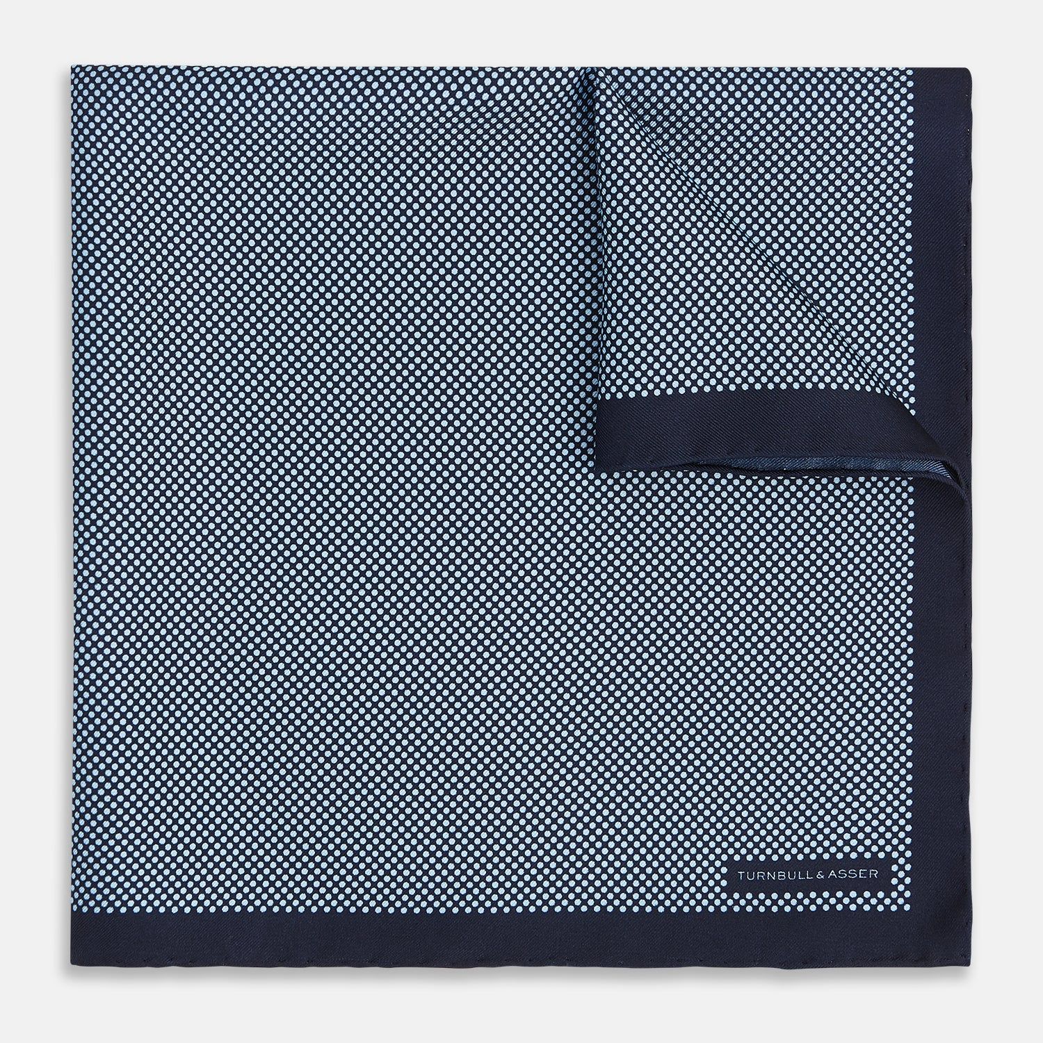 Polka dot Navy Pocket Square in Silk
