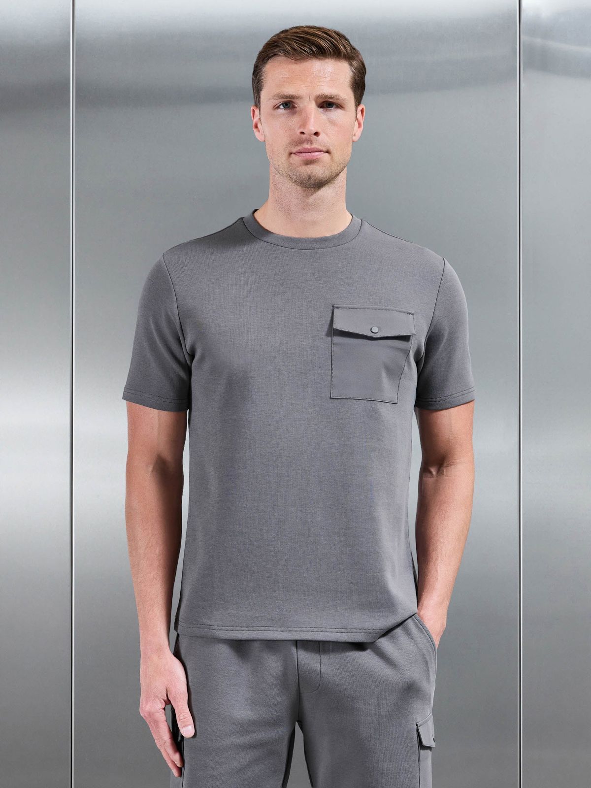 Everyday Luxe Hybrid Cargo T-Shirt in Grey