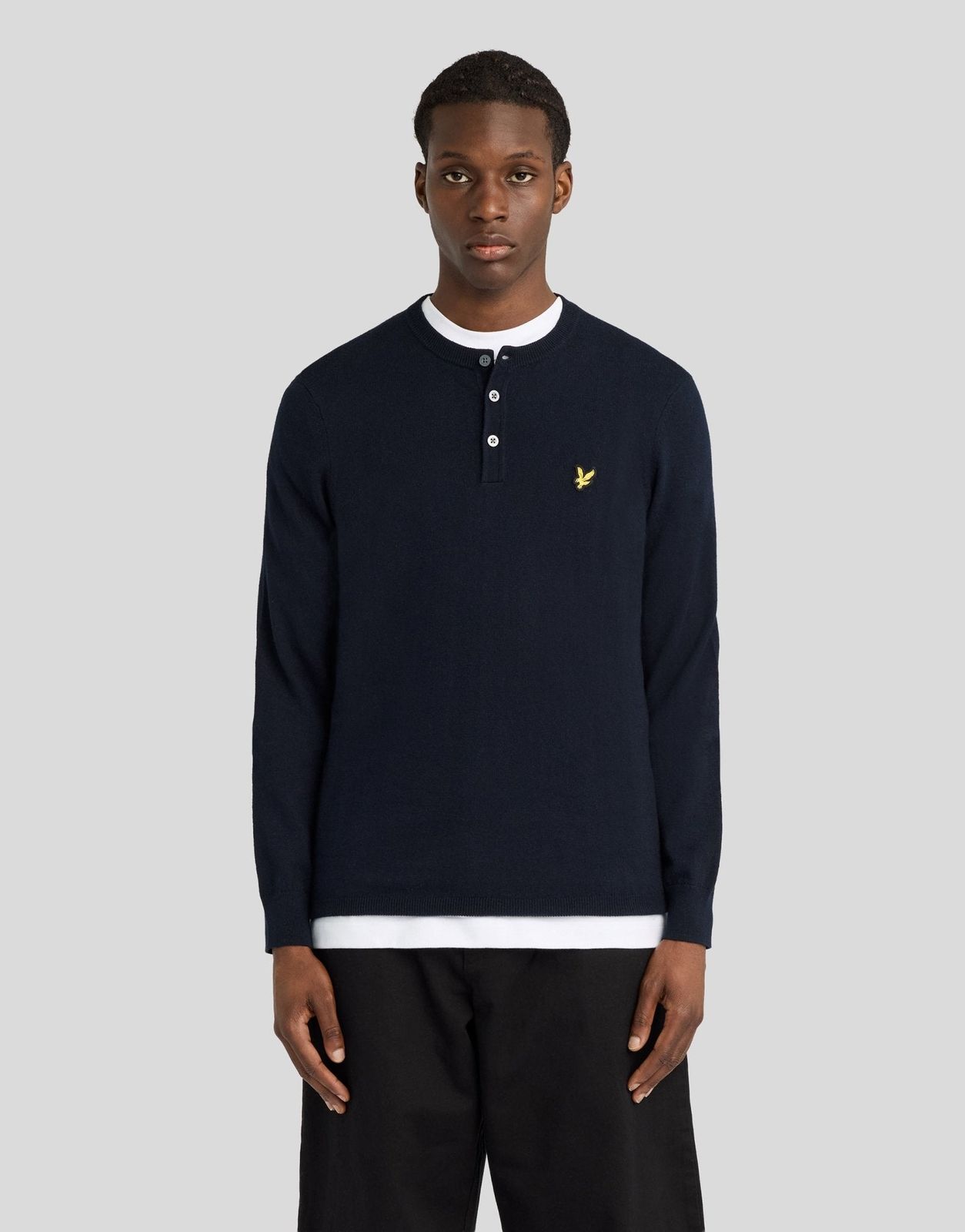 Cotton Merino Henley Jumper