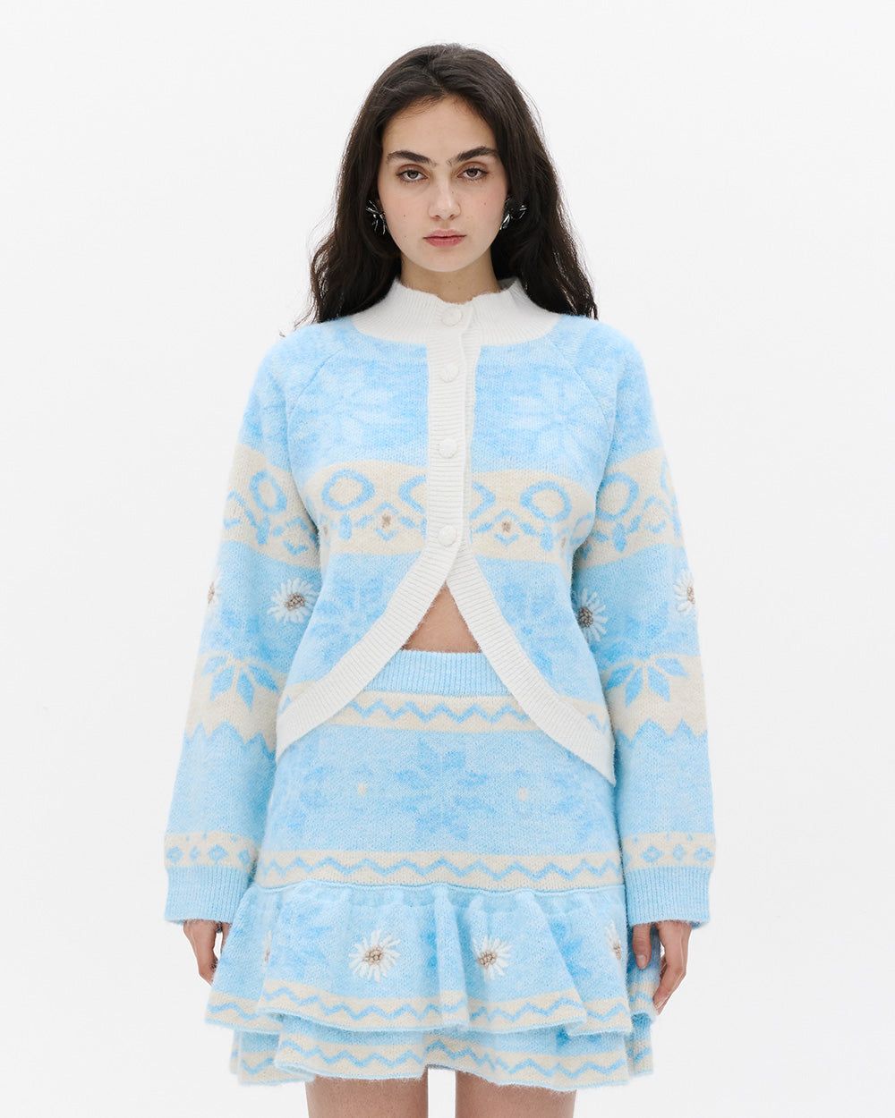 RECYCLED JACQUARD KNIT CARDIGAN