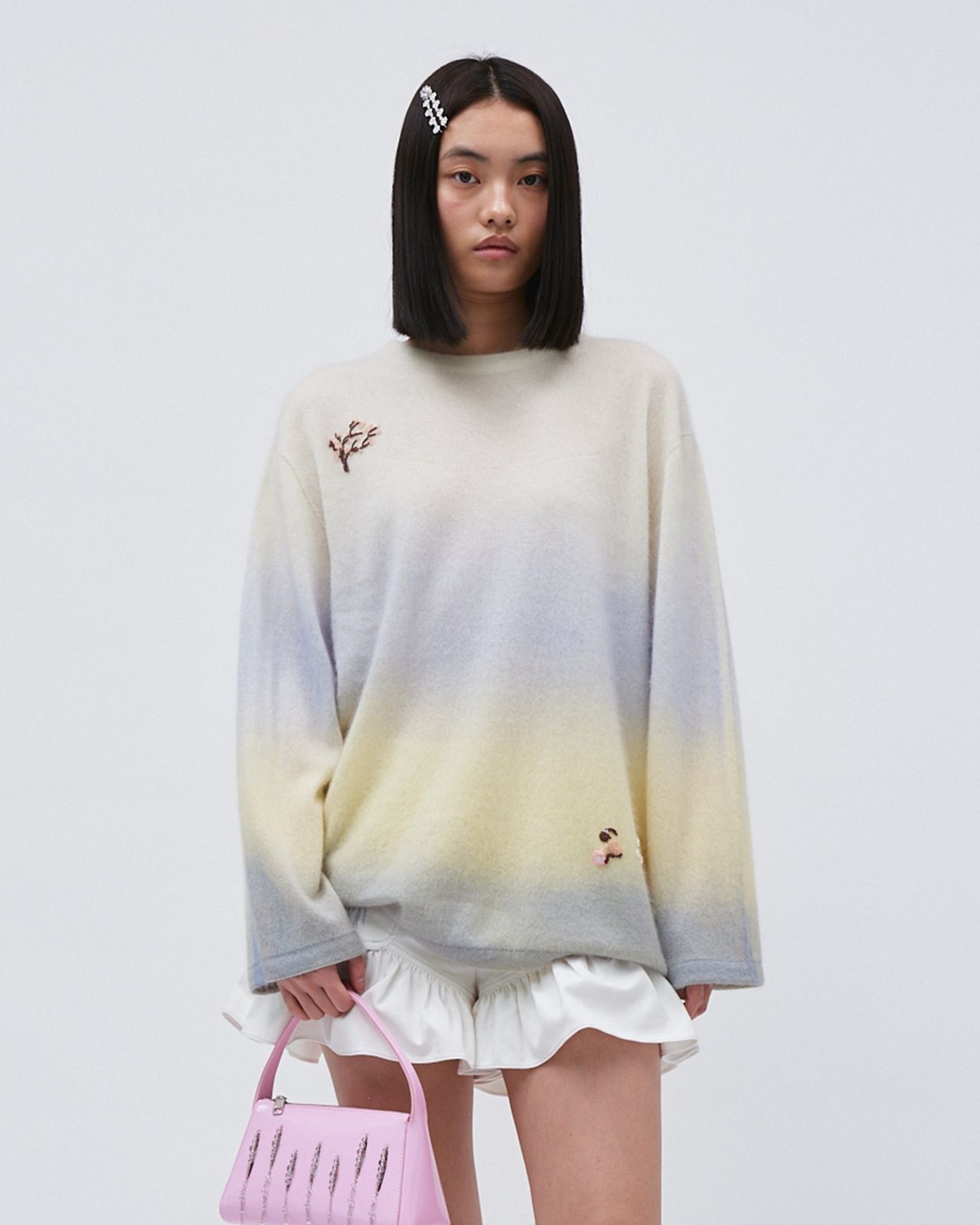 EMBROIDERED GRADIENT CASHMERE TOP
