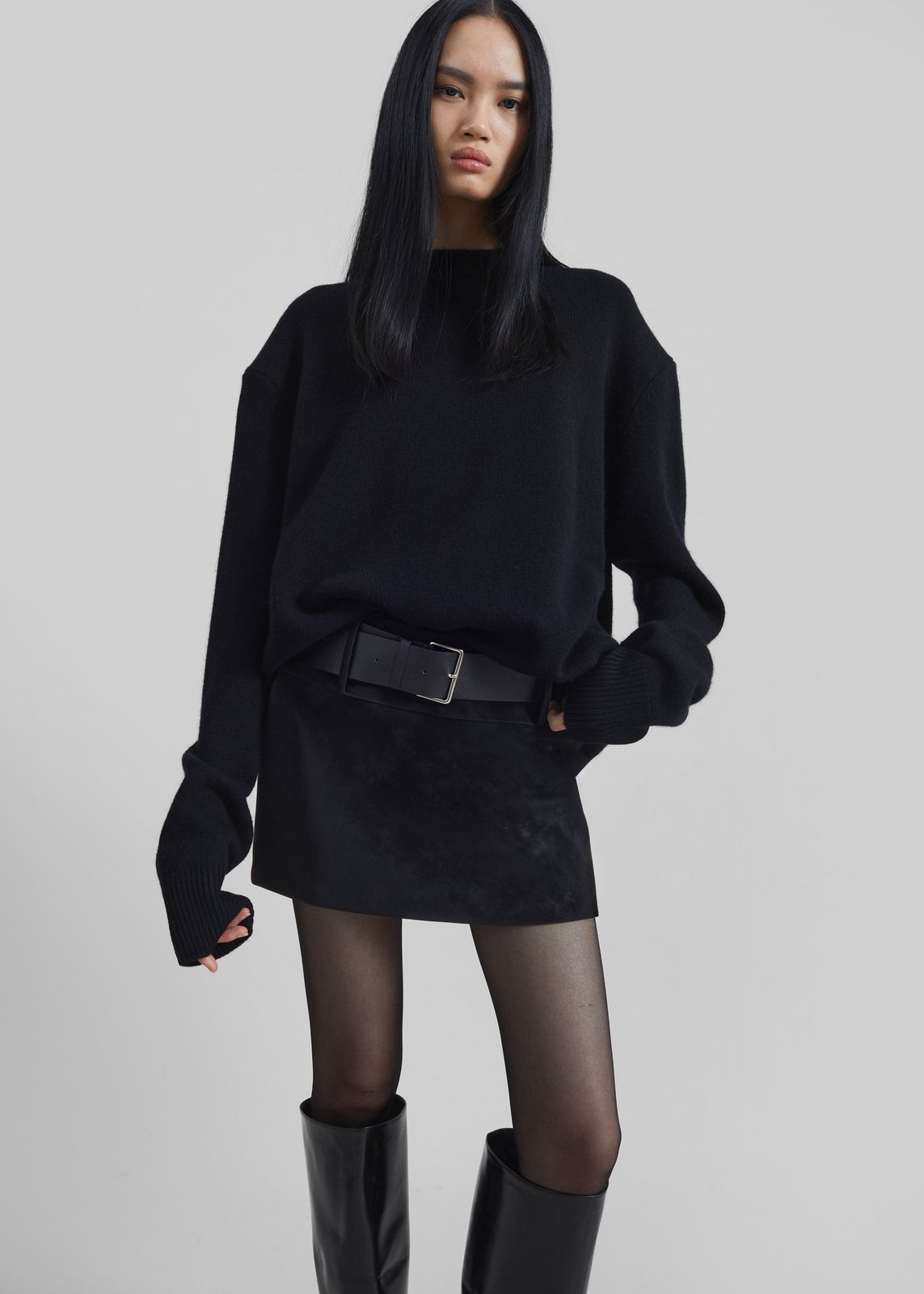 Arosa Belted Mini Skirt - Black