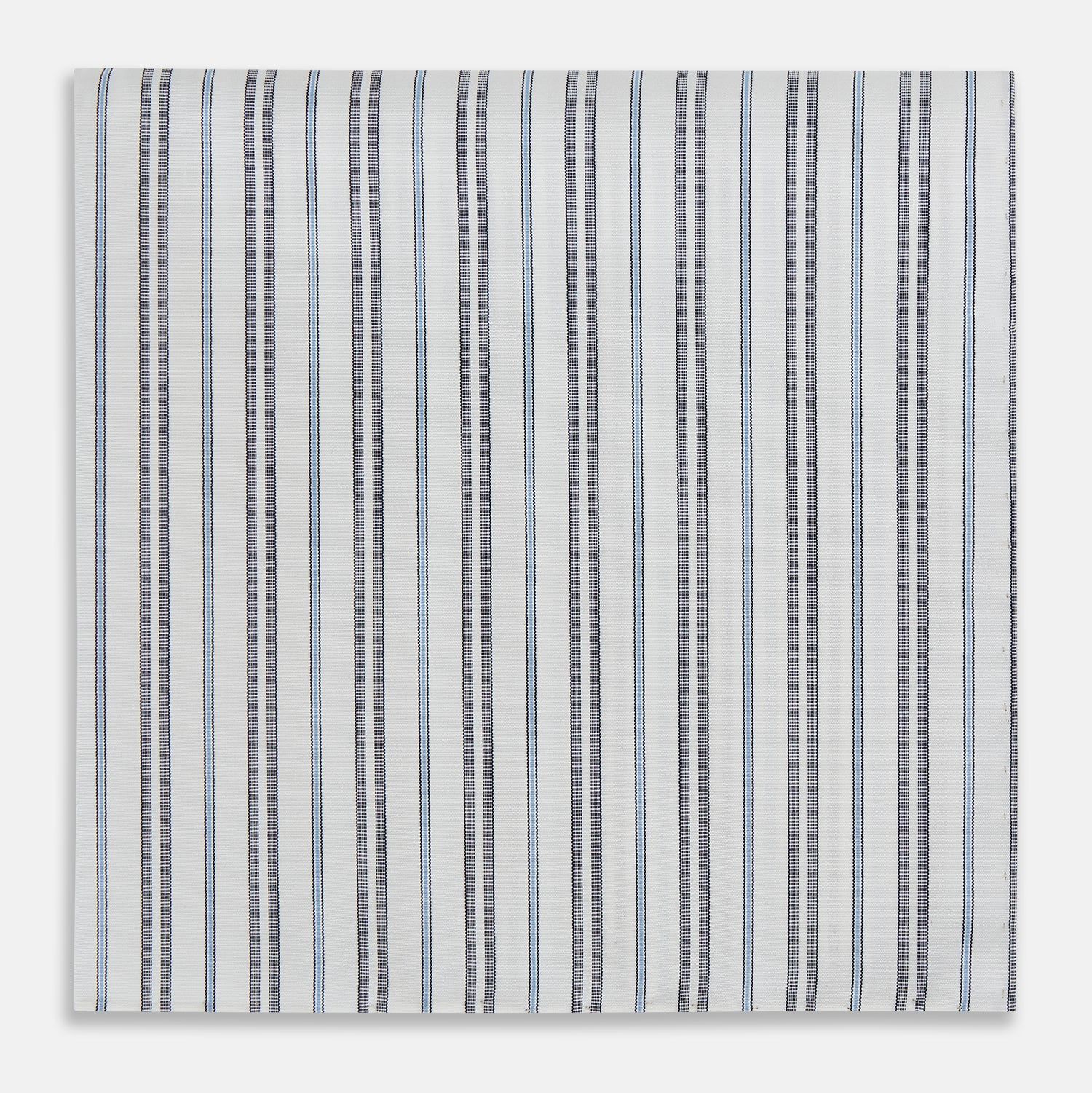 Navy and Light Blue Track Stripe Hand-Rolled Handkerchief